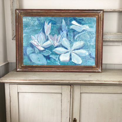 Waterlilies - Vintage Oil on Board